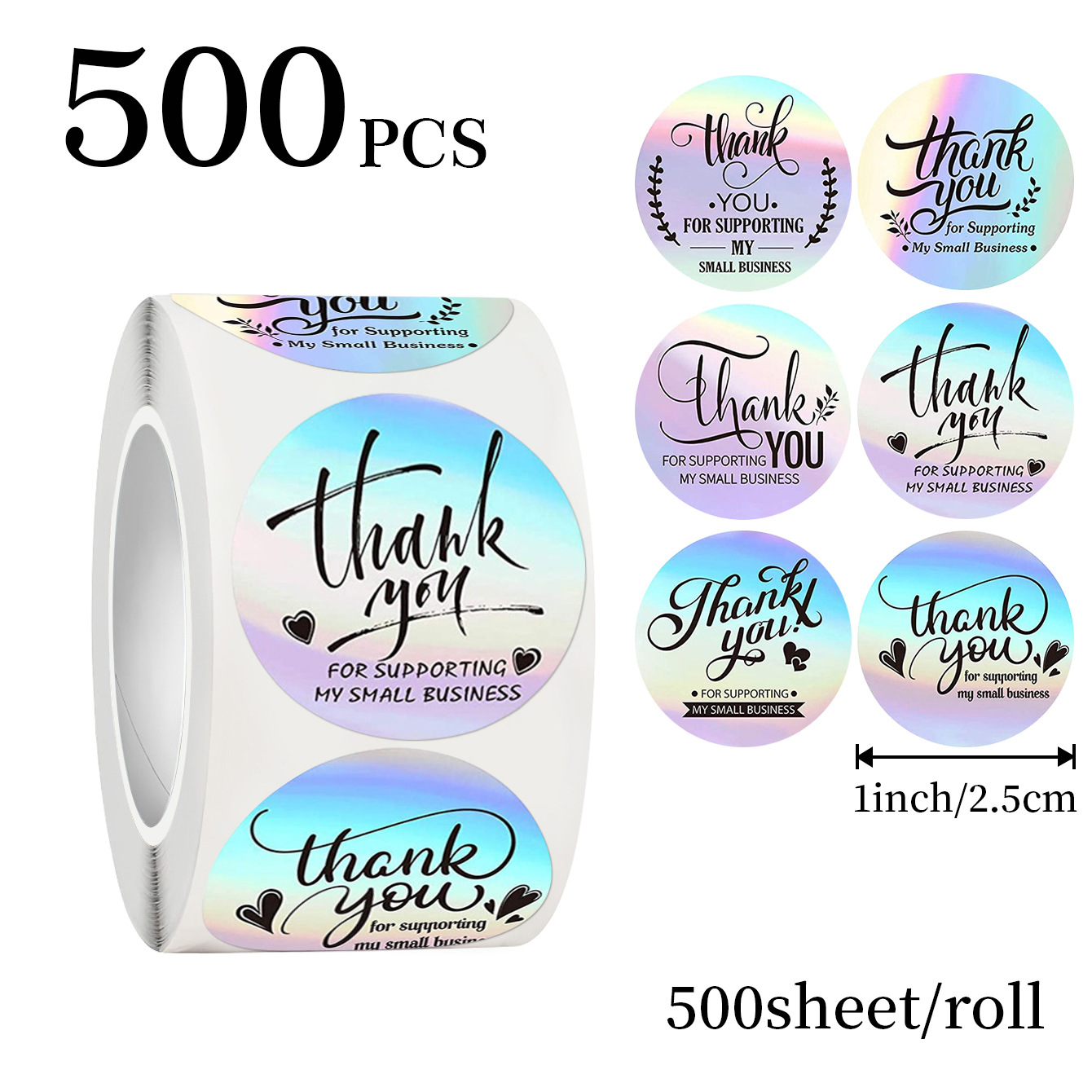 JCAC 500pcs/roll 1 Inch Hologr - Wedding Souvenir recension och pris