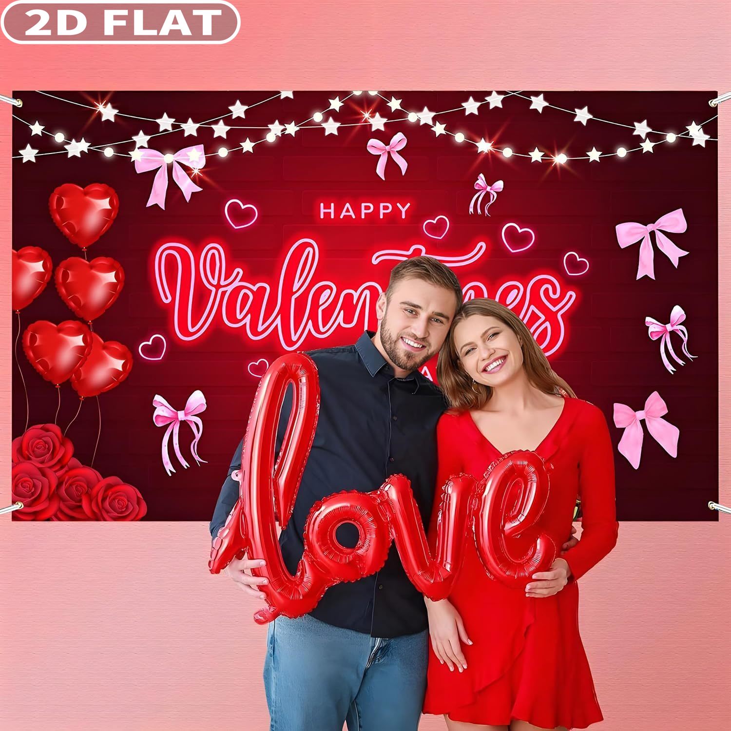 2D FLAT 1pc Happy Valentine's  - Photo Booth Prop recension och pris